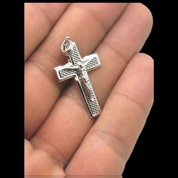 S925 Rhodium Finish over Real 925 Sterling Silver Crucifixion Cross. - Picture 12 of 13